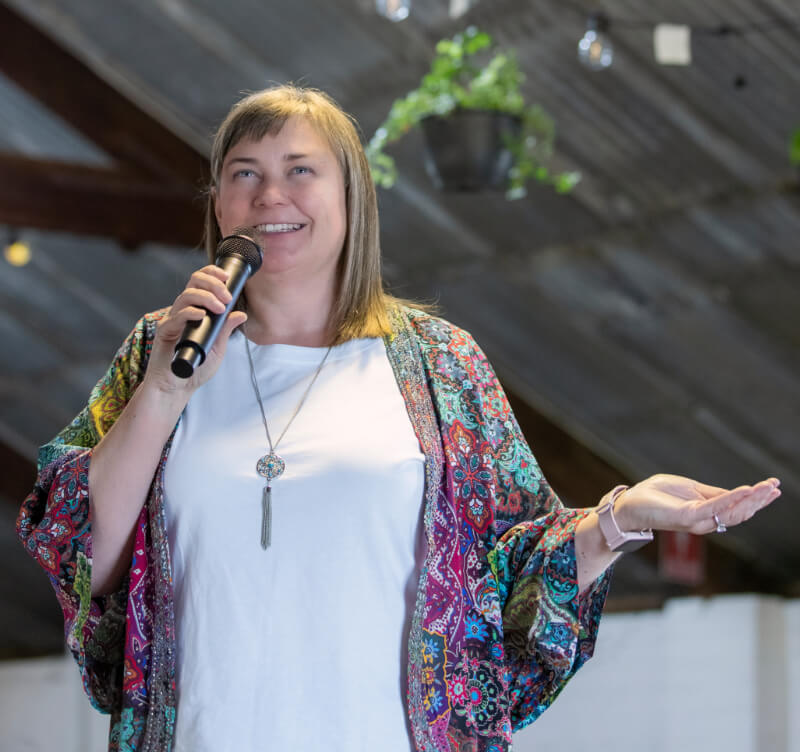 Jodie Willmer speaking at an event